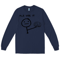 Navy Plz Use It Text Graphic Long Sleeve Tee - artisFamous