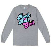 Heather Grey rock n roll girl Long Sleeve Tee - artisFamous