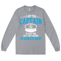 Heather Grey captain funny boating sailing Long Sleeve Tee - artisFamous