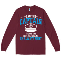 Burgundy captain funny boating sailing Long Sleeve Tee - artisFamous