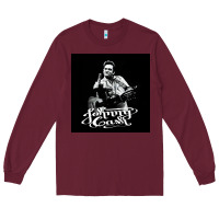 Burgundy Johnny Cash Music Long Sleeve Tee - artisFamous