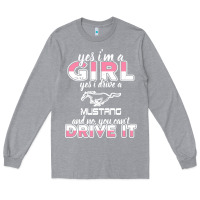 Heather Grey mustang i m a girl who drives a mustang Long Sleeve Tee - artisFamous