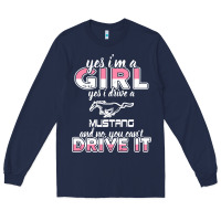 Navy mustang i m a girl who drives a mustang Long Sleeve Tee - artisFamous