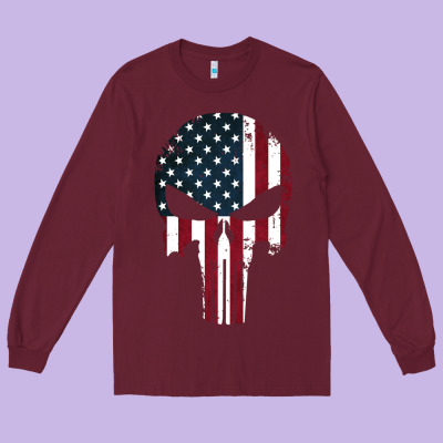 The Punisher American Flag Long Sleeve Tee Designed By Artisfamous
