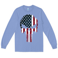 Colony Blue the punisher american flag Long Sleeve Tee - artisFamous