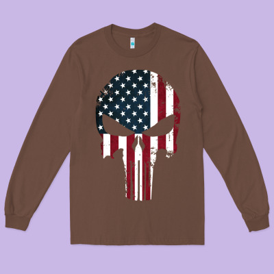 The Punisher American Flag Long Sleeve Tee Designed By Artisfamous