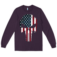 Plum the punisher american flag Long Sleeve Tee - artisFamous