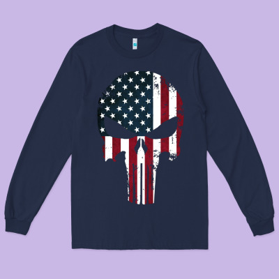The Punisher American Flag Long Sleeve Tee Designed By Artisfamous