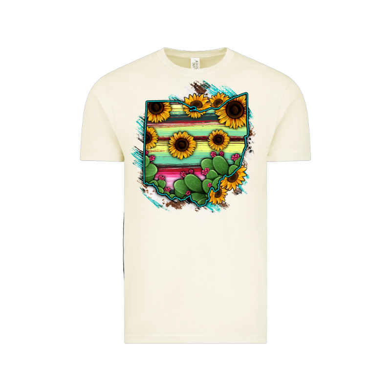 Ohio Map Sunflower Cactus Serape Vintage Tee by RanaPortraitStore | Teevron