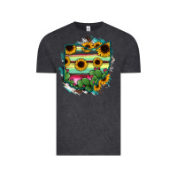 Vintage Black Ohio Map Sunflower Cactus Serape Vintage Tee - RanaPortraitStore