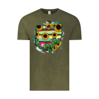 Vintage Olive Ohio Map Sunflower Cactus Serape Vintage Tee - RanaPortraitStore