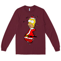 Burgundy Homer Claus Christmas Long Sleeve Tee - artisFamous