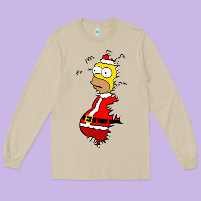 Homer Claus Christmas Long Sleeve Tee Designed By Artisfamous