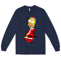 Navy Homer Claus Christmas Long Sleeve Tee - artisFamous