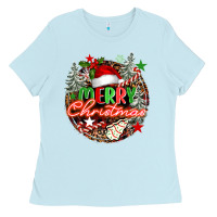 Baby Blue Merry christmas Ladies Tee - FaDigitalArtStudio