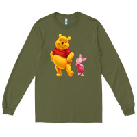 Army Green Winnie the Pooh Piglet Long Sleeve Tee - artisFamous