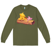 Army Green Winnie the Pooh Piglet Long Sleeve Tee - artisFamous