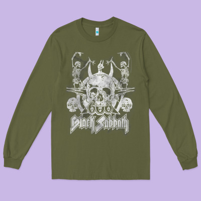 Black Sab.bath Official Vintage Dancing Skele Long Sleeve Tee Designed By Artisfamous