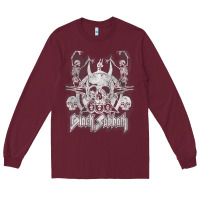 Burgundy black sab.bath official vintage dancing skele Long Sleeve Tee - artisFamous