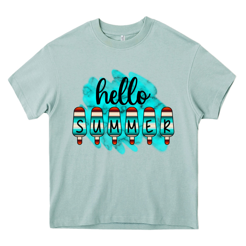 Hello Summer Serape Turquoise Heavy Core Tee by CowCowDesign | Teevron