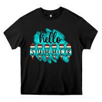 Black Hello Summer Serape Turquoise Heavy Core Tee - CowCowDesign