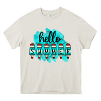 Cream Hello Summer Serape Turquoise Heavy Core Tee - CowCowDesign