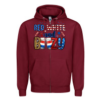 Burgundy red white and boozy Zipper Hoodie - RanaPortraitStore