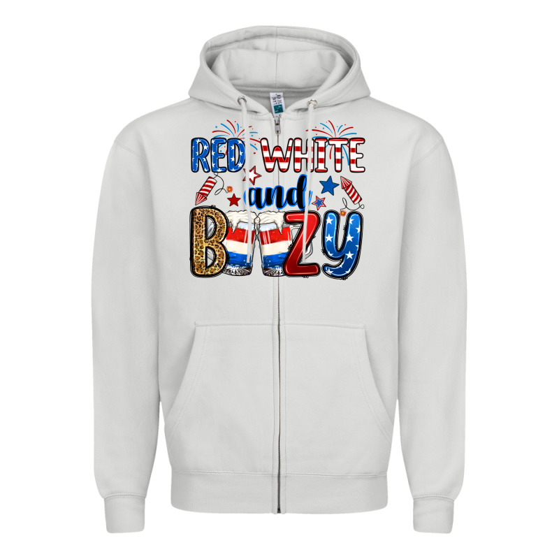 Red White And Boozy Zipper Hoodie by RanaPortraitStore | Teevron
