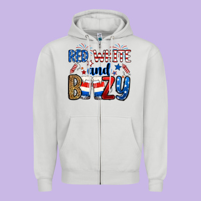 Red White And Boozy Zipper Hoodie Designed By Ranaportraitstore