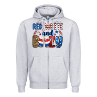 Heather Grey red white and boozy Zipper Hoodie - RanaPortraitStore