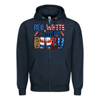 Navy red white and boozy Zipper Hoodie - RanaPortraitStore