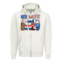 Oatmeal Heather red white and boozy Zipper Hoodie - RanaPortraitStore