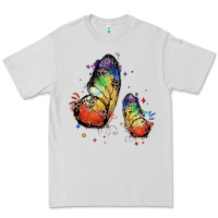 Dove Grey rainbow butterfly pride Premium Tee - FaDigitalArtStudio