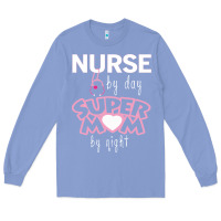 Colony Blue nurse by day super mom by night Long Sleeve Tee - artisFamous