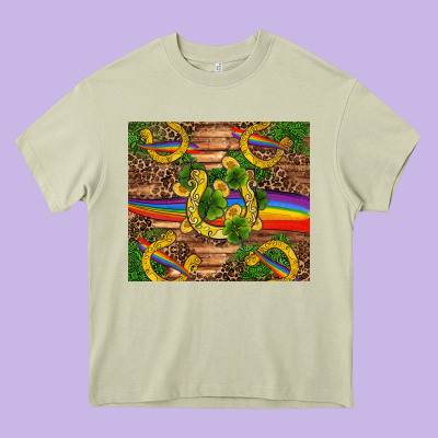 St Patricks Day Horseshoe Shamrock Rainbow Gold Heavy Core Tee Designed By Ranaportraitstore