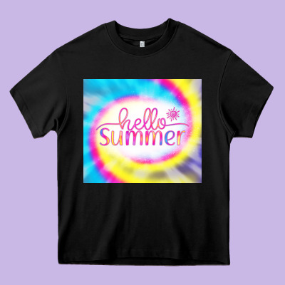 Hello Summer Tie Dye Tumbler Heavy Core Tee Designed By Cowcowdesign