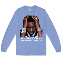 Colony Blue Rest in Peace Young Dolph Long Sleeve Tee - artisFamous
