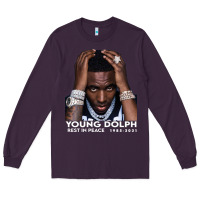 Plum Rest in Peace Young Dolph Long Sleeve Tee - artisFamous