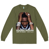 Army Green Rest in Peace Young Dolph Long Sleeve Tee - artisFamous