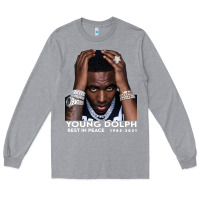 Heather Grey Rest in Peace Young Dolph Long Sleeve Tee - artisFamous