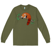 Army Green red panda sleeping Long Sleeve Tee - artisFamous