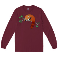Burgundy red panda sleeping Long Sleeve Tee - artisFamous