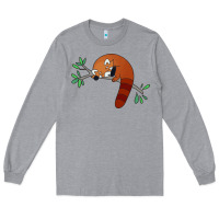 Heather Grey red panda sleeping Long Sleeve Tee - artisFamous