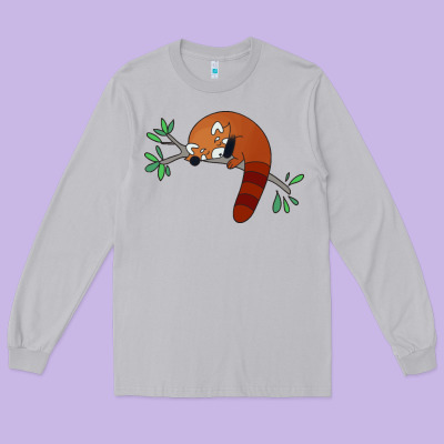 Red Panda Sleeping Long Sleeve Tee Designed By Artisfamous