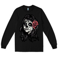Black sugar skull lady Long Sleeve Tee - artisFamous