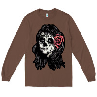 Chestnut sugar skull lady Long Sleeve Tee - artisFamous
