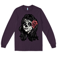 Plum sugar skull lady Long Sleeve Tee - artisFamous