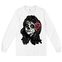 White sugar skull lady Long Sleeve Tee - artisFamous