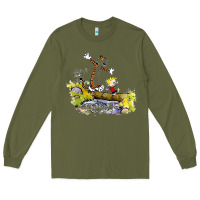 Army Green calvin and hobbes bill watterson Long Sleeve Tee - artisFamous