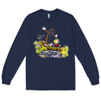Navy calvin and hobbes bill watterson Long Sleeve Tee - artisFamous